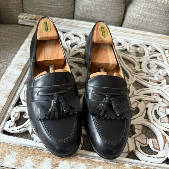Salvatore Ferragamo Black Leather Tassel Loafers Shoes Men’s 9.5 D